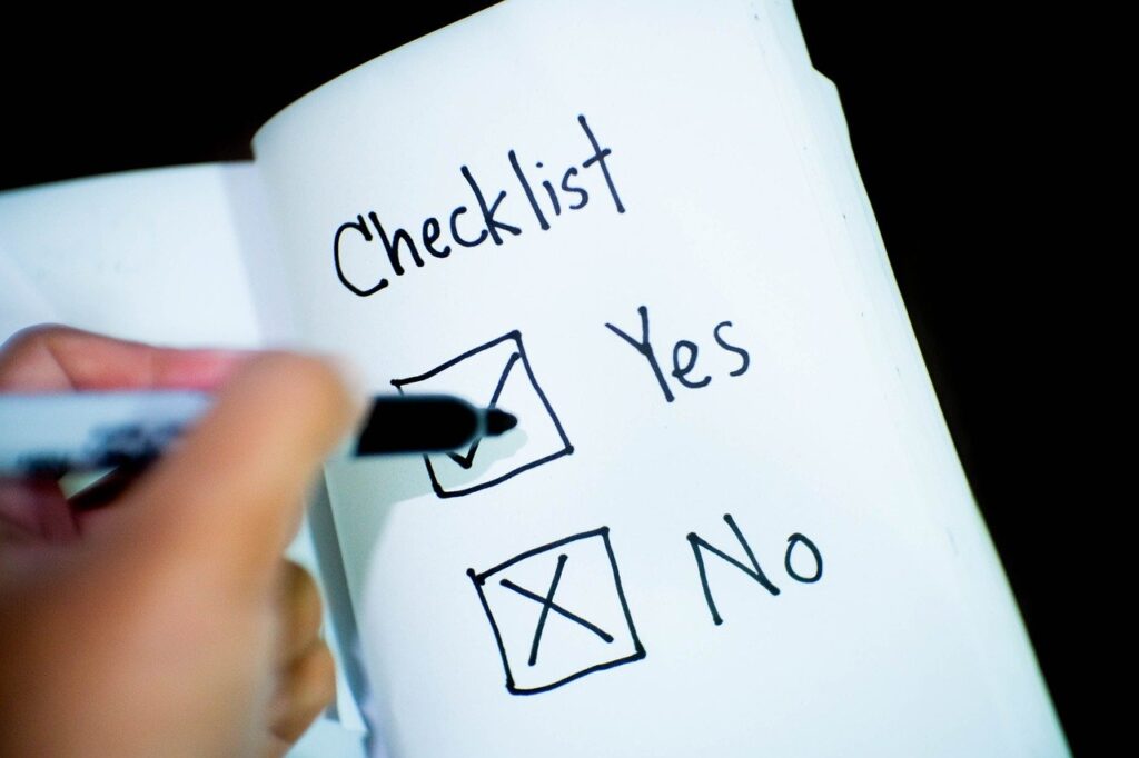 checklist with yes and no, Maryland Cannabis Certification Card