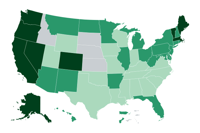 map of US legal cannabis states