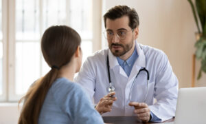 doctor explaining semaglutide dosing to patient