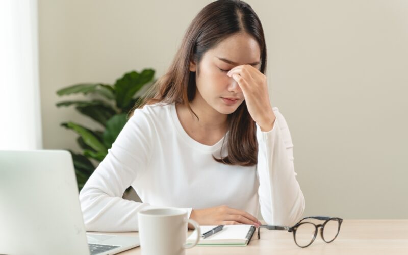 Young woman dealing with fatigue