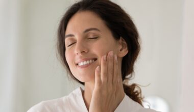 Young woman appreciating her skin