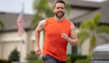 Middle aged man on a run