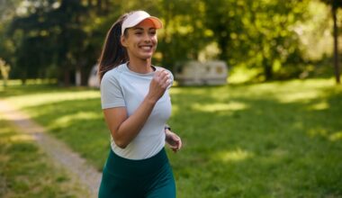 Happy young woman on a run