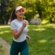 Happy young woman on a run