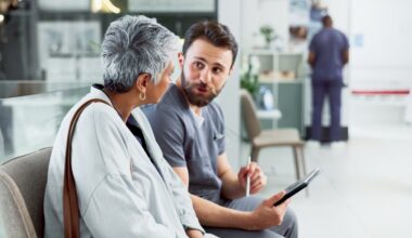Doctor discussing with a older woman patient