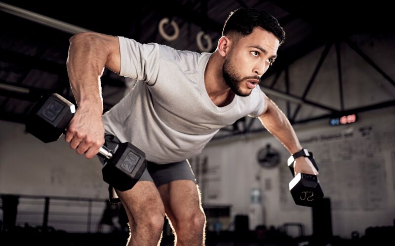 man working out using sermorelin for aging and muscle growth