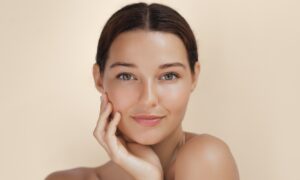 Close up photo of woman with nice and radiant skin