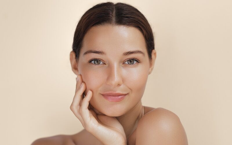 Close up photo of woman with nice and radiant skin