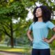 Woman practicing mental clarity in a park