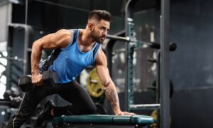Man doing strength training in a gym