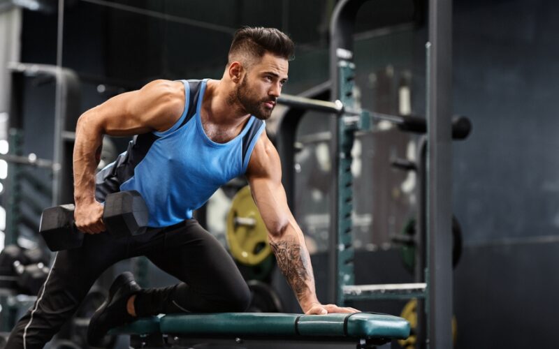 Man doing strength training in a gym