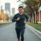 Asian Man Jogging in City