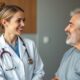 Doctor discussing Sermorelin vs HGH therapy options with patient in a clinical setting