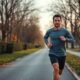 Healthy man jogging in suburban nature