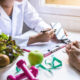 Doctor guiding patient and creating roadmap to lose weight through diet, exercise, and medication