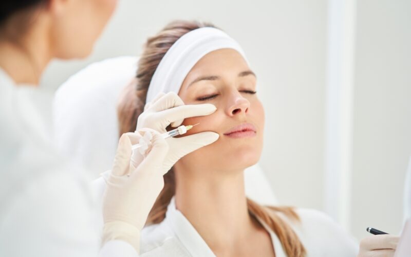 A scene of medical cosmetology treatments botox injection.