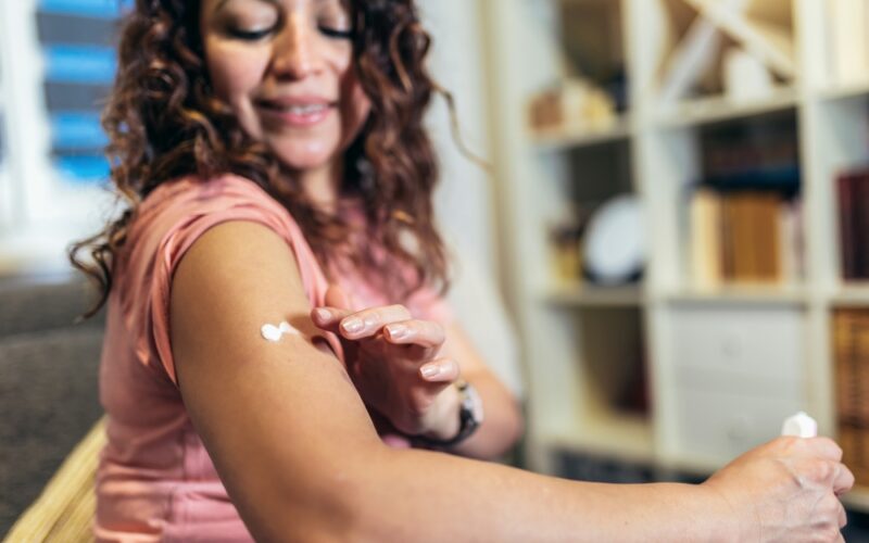 Woman at home using products for hormone replacement therapy. How long does it take for sermorelin to work?