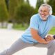 Healthy, happy older man exercising, representing the role of active lifestyle choices in supporting longevity and overall wellness, alongside potential benefits of methylene blue for healthy aging.