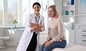 Woman having consultation with doctor since she's interested in startiing prescription mounjaro.