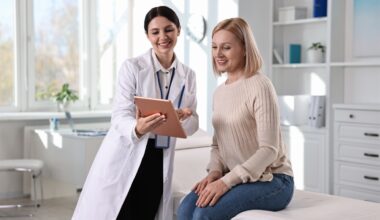 Woman having consultation with doctor since she's interested in startiing prescription mounjaro.