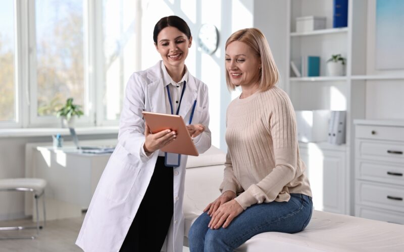 Woman having consultation with doctor since she's interested in startiing prescription mounjaro.