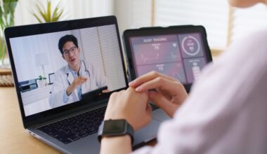 Person having a telehealth video consultation with a doctor on a laptop, representing mental health evaluation, anxiety and mood disorder testing, and accessing lab tests without long wait times.