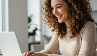 Woman using a laptop at home, representing researching Ozempic cost without insurance and options to lower out-of-pocket expenses.