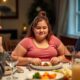 Teenager eating a balanced meal with family at the dinner table, representing healthy eating habits, family support, and safe weight management for adolescents.