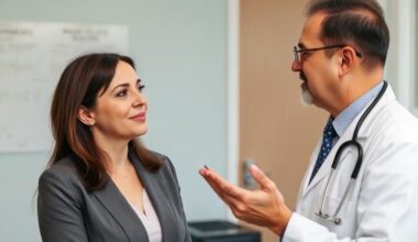 Patient having a supportive consultation with a healthcare provider, representing discussions about weight loss medications, GLP-1 therapies, tirzepatide, and emerging treatments like retatrutide.