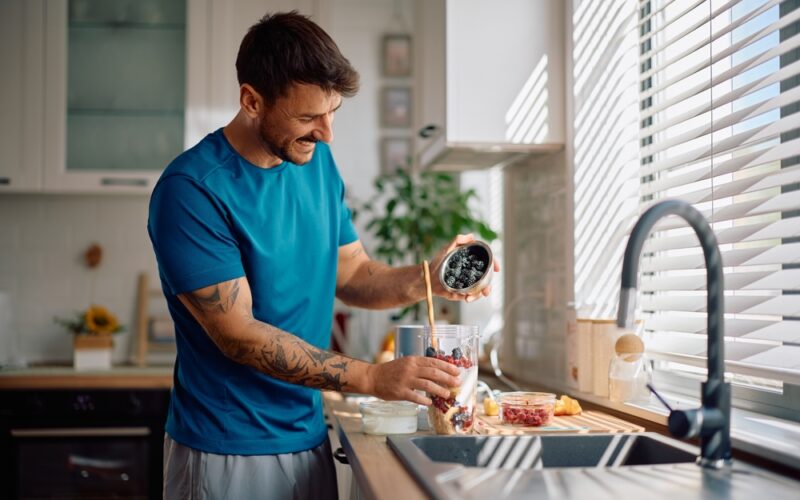 A man having a small breakfast after just being on one of the lower Semaglutide doses.
