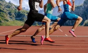 A group of athletes running. They are elite athletes that know benefit from sermorelin.