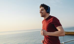 An active man running after their performance has been boosted through enclomiphene.